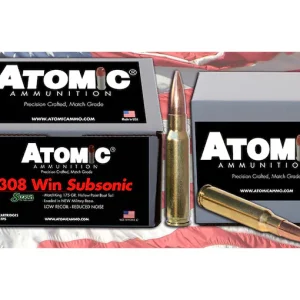 Atomic Ammunition Match Subsonic 308 Winchester Ammo 175 Grain Sierra MatchKing Jacketed Hollow Point Box of 100 For Sale - Suppressors | Montana Gun Shop